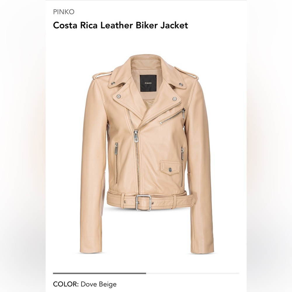 NWT $980 Pinko Soft Nappa Leather Biker Jacket